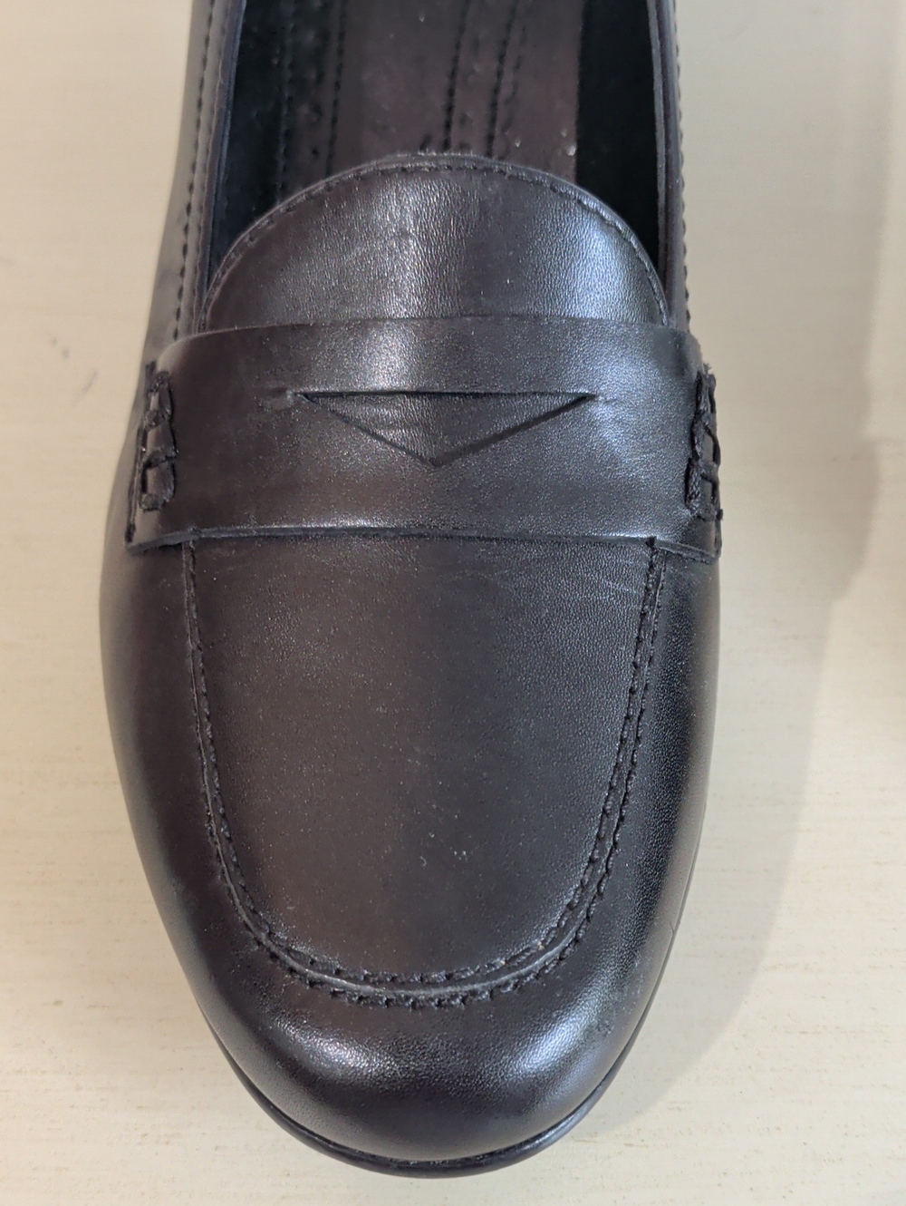 Brooks Brothers Black Leather Penny Loafers With Block Heels Size 6 - Picture 4 of 13